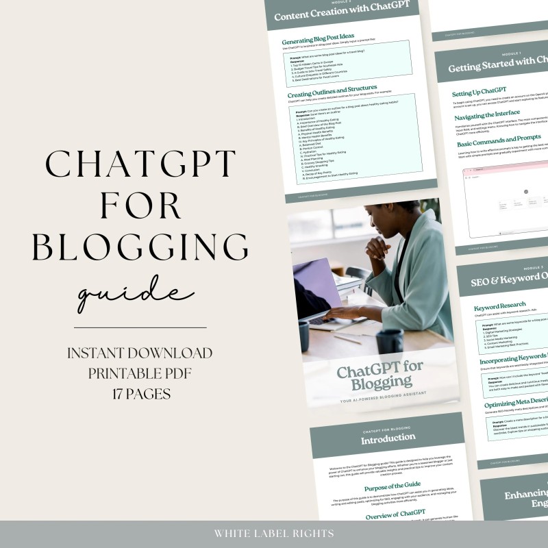 ChatGPT For Blogging 17-page Guide | Digital Download For Content Creators