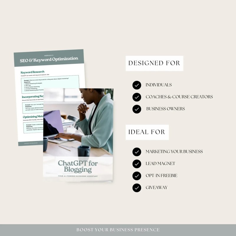 ChatGPT For Blogging 17-page Guide | Digital Download For Content Creators