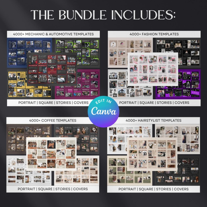 PLR MRR 60,000+ Instagram Templates Bundle | Canva Social Media Kit | Resell Rights Editable IG Posts Stories Covers | PLR Digital Products with Master Resell Rights