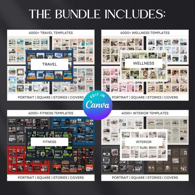 PLR MRR 60,000+ Instagram Templates Bundle | Canva Social Media Kit | Resell Rights Editable IG Posts Stories Covers | PLR Digital Products with Master Resell Rights
