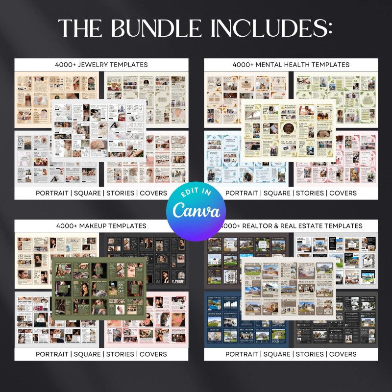 PLR MRR 60,000+ Instagram Templates Bundle | Canva Social Media Kit | Resell Rights Editable IG Posts Stories Covers | PLR Digital Products with Master Resell Rights