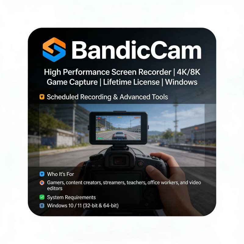 Bandicam - High Performance Screen Recorder | 4K/8K Game Capture | Lifetime License | Windows