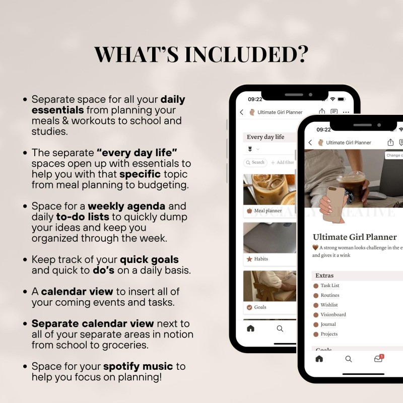 2026 Ultimate Notion Girl Planner Notion Template Aesthetic All In One Notion Planner Student Dashboard Editable 2026 Notion Life Planner