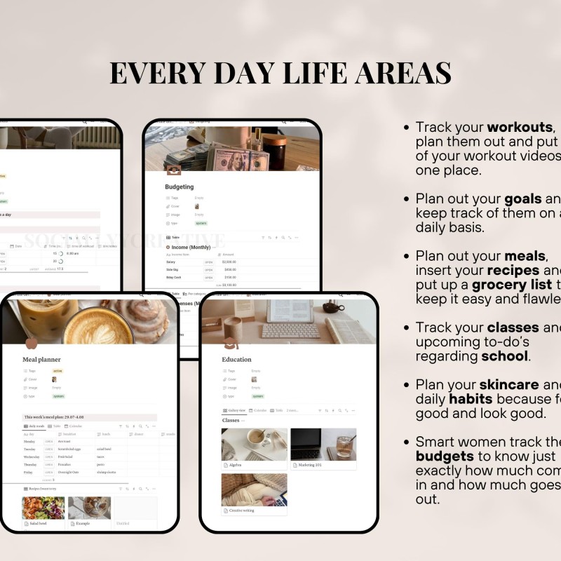 2026 Ultimate Notion Girl Planner Notion Template Aesthetic All In One Notion Planner Student Dashboard Editable 2026 Notion Life Planner