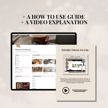 2026 Ultimate Notion Girl Planner Notion Template Aesthetic All In One Notion Planner Student Dashboard Editable 2026 Notion Life Planner