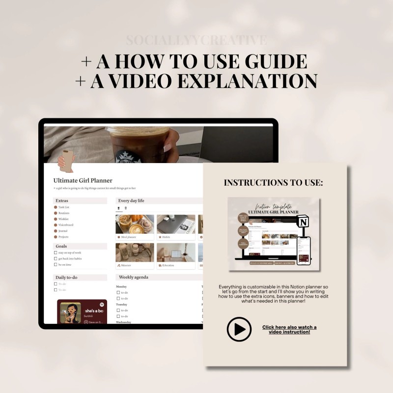 2026 Ultimate Notion Girl Planner Notion Template Aesthetic All In One Notion Planner Student Dashboard Editable 2026 Notion Life Planner