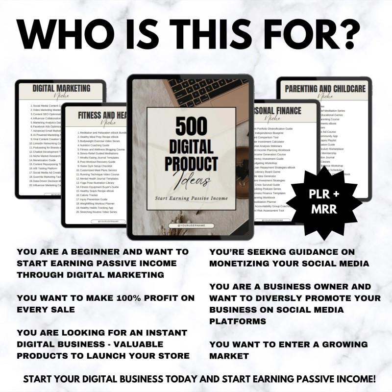 500 Digital Product Ideas Bundle, MRR PLR Passive Income Guide, Etsy Bestsellers to Sell, Small Business Digital Download, DFY Ideas