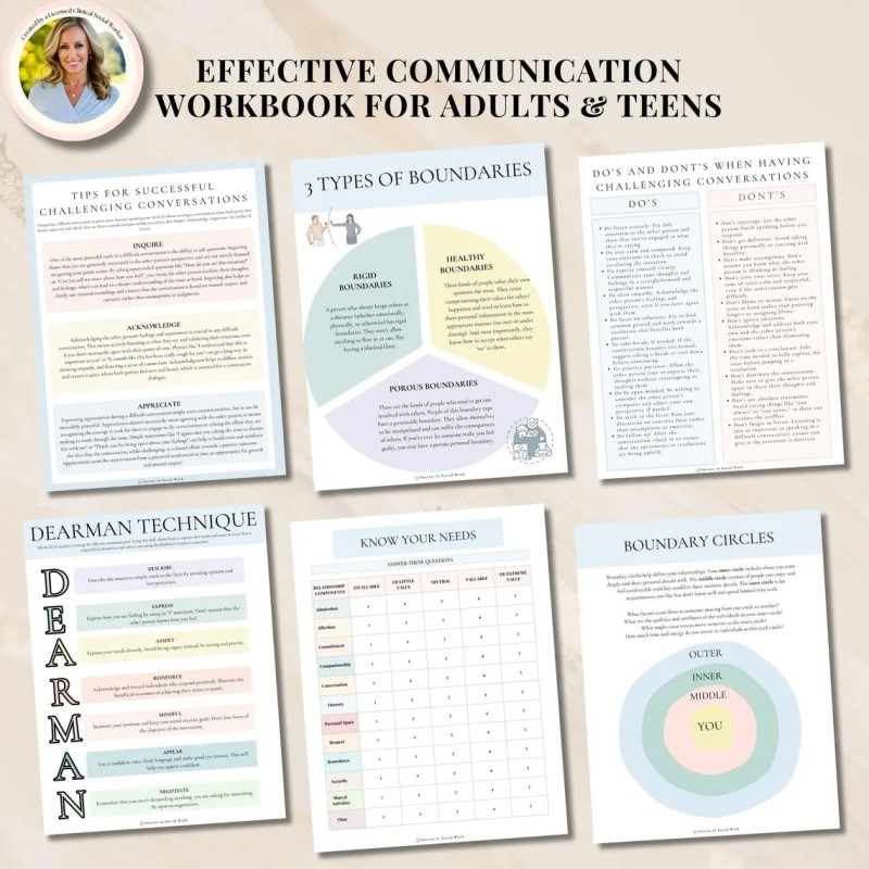 Effective Communication Workbook, Therapist Toolkit Counseling Resources for Active Listening Assertive Communication for Teens & Adults
