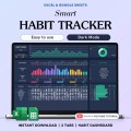 Habit Tracker Spreadsheet Dark Mode Google Sheets Excel Daily Habit Planner Weekly Goal Planner Digital Routine Dashboard Habit To Do List