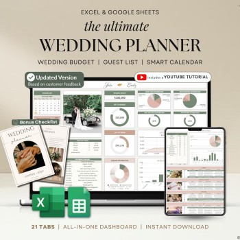 Wedding Planner Spreadsheet Wedding Budget Tracker Wedding Timeline Checklist Guest List Tracker Wedding Itinerary Seating Plan Wedding Gift