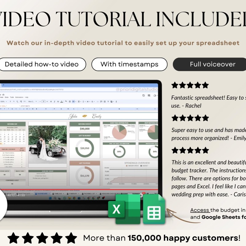 Wedding Planner Spreadsheet Wedding Budget Tracker Wedding Timeline Checklist Guest List Tracker Wedding Itinerary Seating Plan Wedding Gift