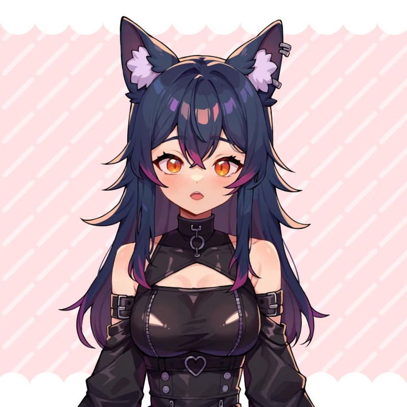 Black Wolf Girl Vtuber Model: Fully Rigged, Customizable (PNGTuber)