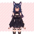 Black Wolf Girl Vtuber Model: Fully Rigged, Customizable (PNGTuber)