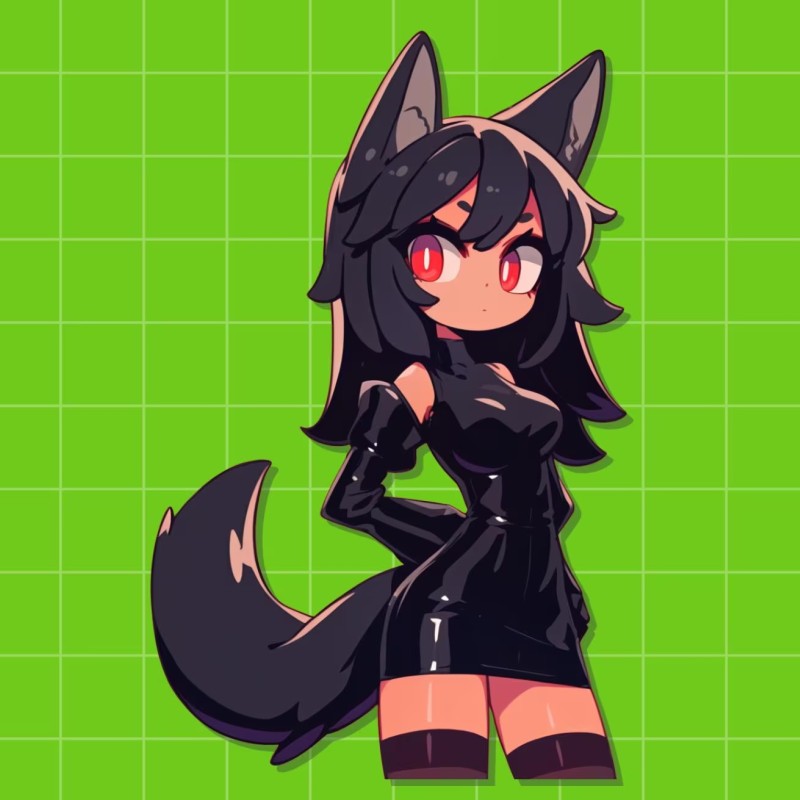 Black Wolf Girl Vtuber Model: Fully Rigged, Customizable (PNGTuber)