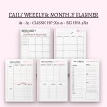 Daily Weekly Monthly Planner Printable: A4, A5, HP (PDF File)