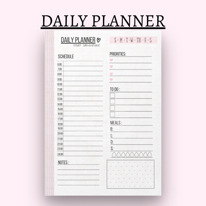 Daily Weekly Monthly Planner Printable: A4, A5, HP (PDF File)