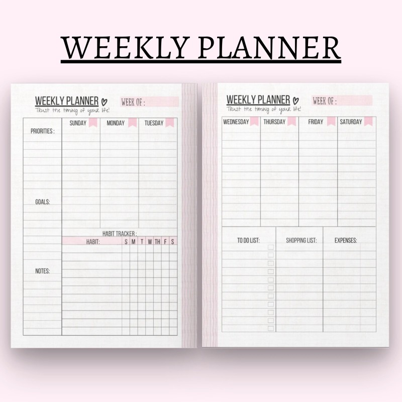 Daily Weekly Monthly Planner Printable: A4, A5, HP (PDF File)