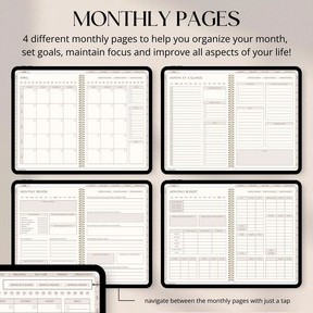 Digital Planner Undated, iPad & Android Planner, GoodNotes Calendar, Daily Weekly Monthly Journal with Stickers, iPad Planner for 2025 2026