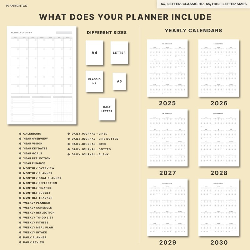 Printable Bullet Journal Pages & Bujo Template | Undated Daily Weekly Monthly Trackers | Habit Mood Anxiety Log A4 A5 Letter | Journal Kit