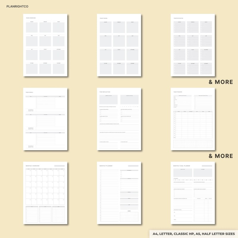 Printable Bullet Journal Pages & Bujo Template | Undated Daily Weekly Monthly Trackers | Habit Mood Anxiety Log A4 A5 Letter | Journal Kit