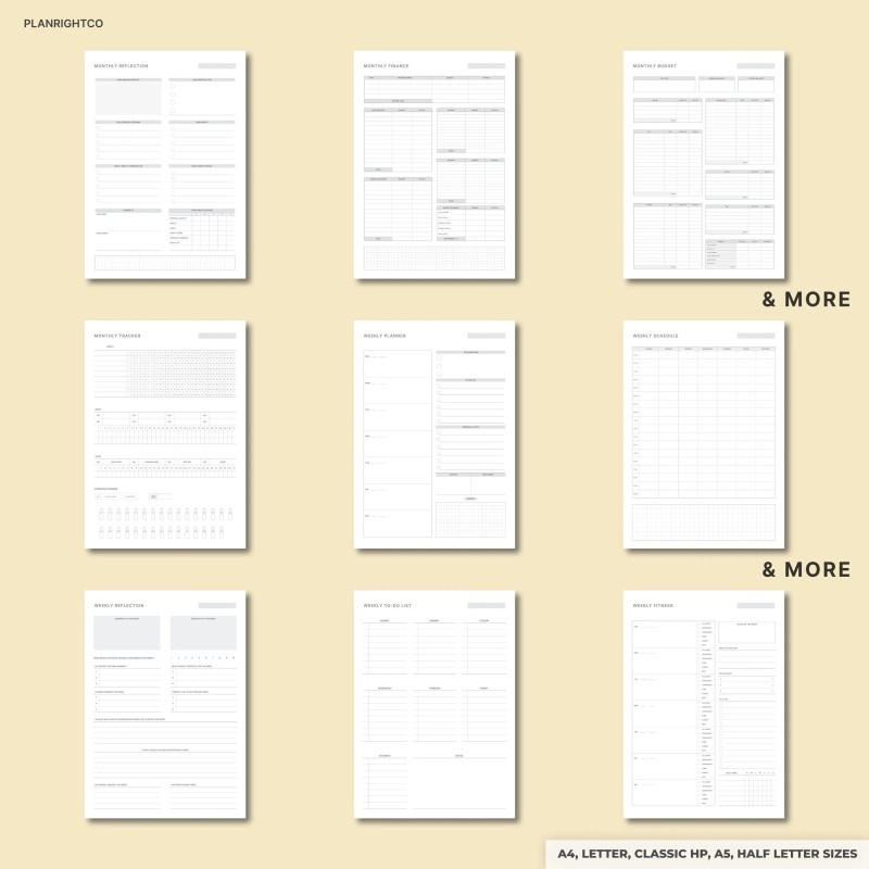 Printable Bullet Journal Pages & Bujo Template | Undated Daily Weekly Monthly Trackers | Habit Mood Anxiety Log A4 A5 Letter | Journal Kit