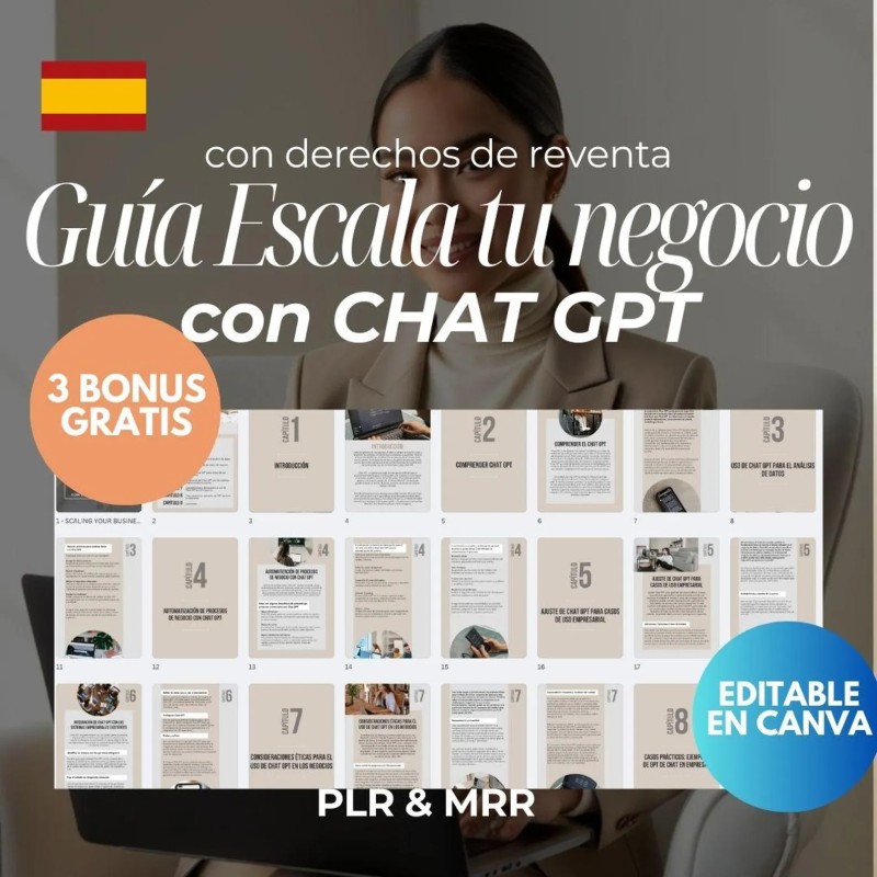 ChatGPT Business Guide Editable Canva Template with Resell Rights (MRR & PLR)