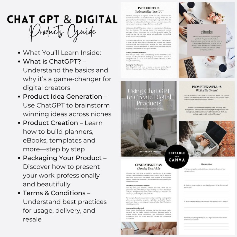 ChatGPT Digital Product Guide Canva eBook with MRR PLR