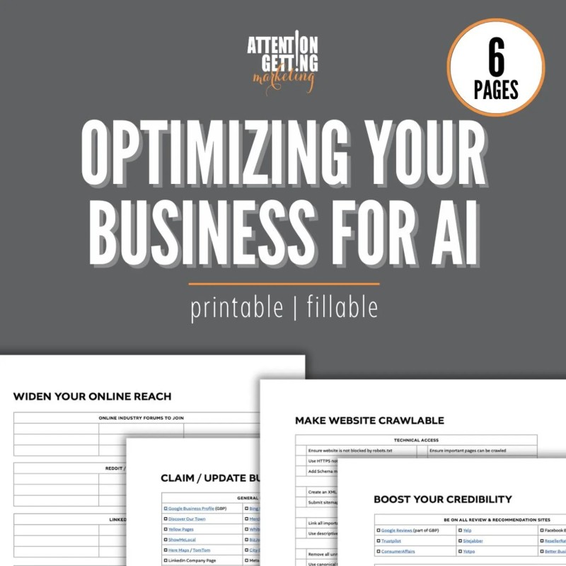 Optimizing Your Business Website for AI, How to Get Your Business Recommend in AI Searches 6-Page Checklist & Plan