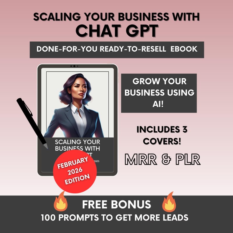 Scaling Your Business With ChatGPT Ebook with Master-Resell-Rights, DFY ChatGPT for Business Growth Guide PLR, AI Ebook Ready-to-resell