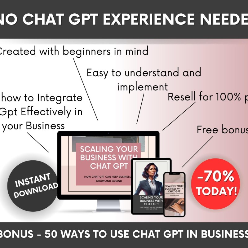 Scaling Your Business With ChatGPT Ebook with Master-Resell-Rights, DFY ChatGPT for Business Growth Guide PLR, AI Ebook Ready-to-resell