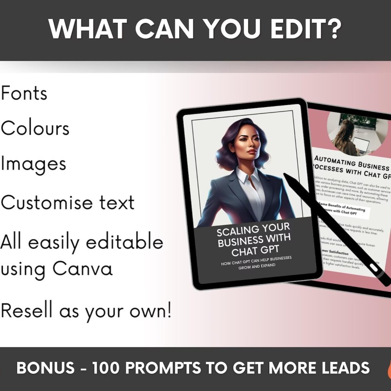 Scaling Your Business With ChatGPT Ebook with Master-Resell-Rights, DFY ChatGPT for Business Growth Guide PLR, AI Ebook Ready-to-resell