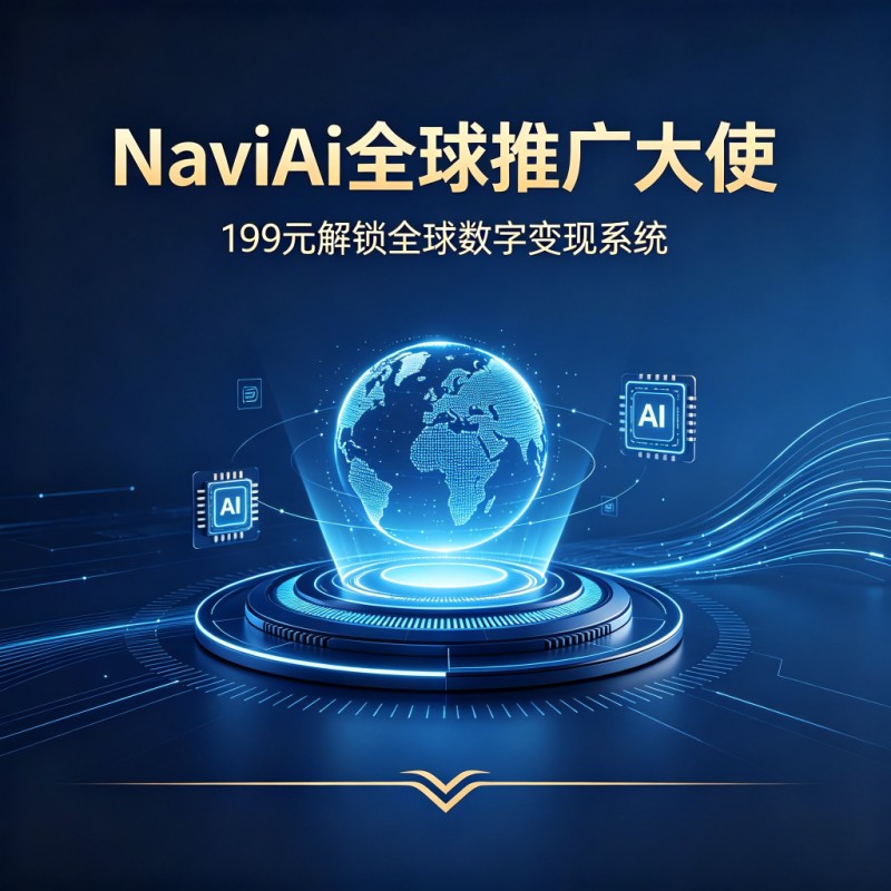 NaviAi全球推广大使招募 · 199元解锁AI出海全球数字资产事业，推荐2人回本赚美金复利